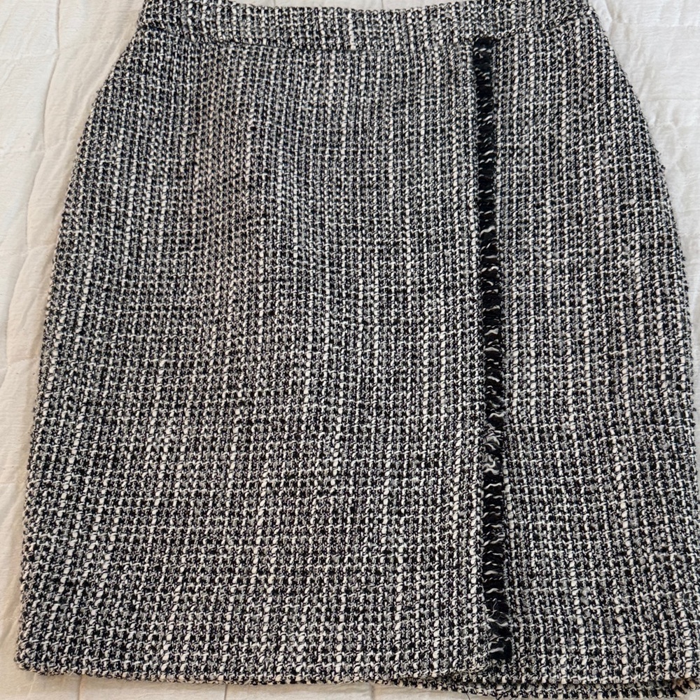 Calvin Klein Black and White Tweed Pencil Skirt